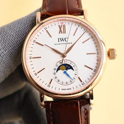 IWC Watch Band Best Edition with ETA2824-8 Movement Gold Italian cowhide Watch Strap 39mm Watch